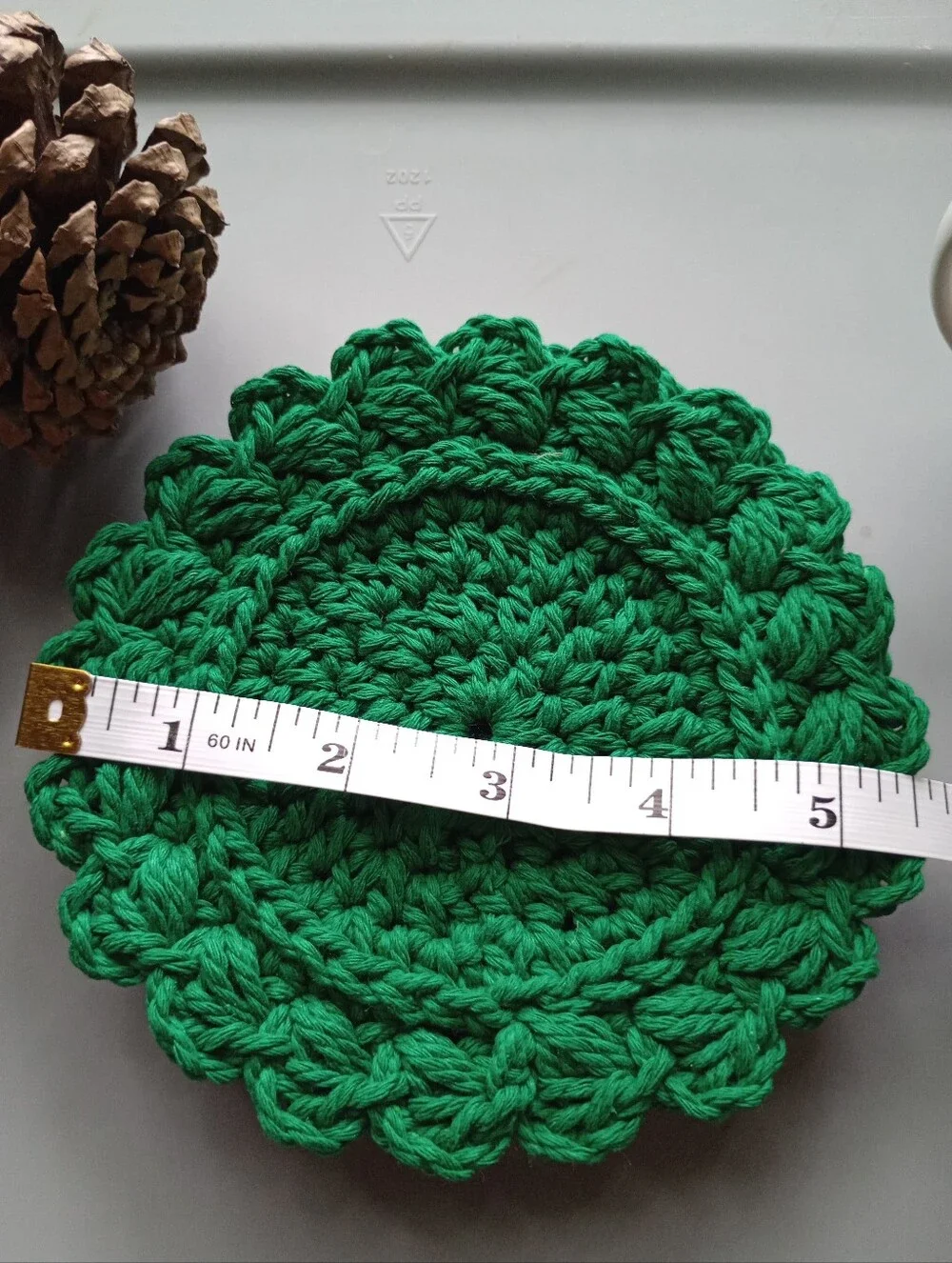Handmade Kelly Green Crochet Coasters - Set of 2 NEW